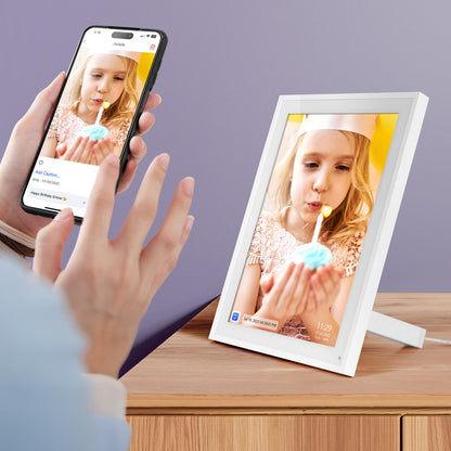 aluratek 10-inch smart wifi touchscreen digital calendar photo frame 32gb photo sharing