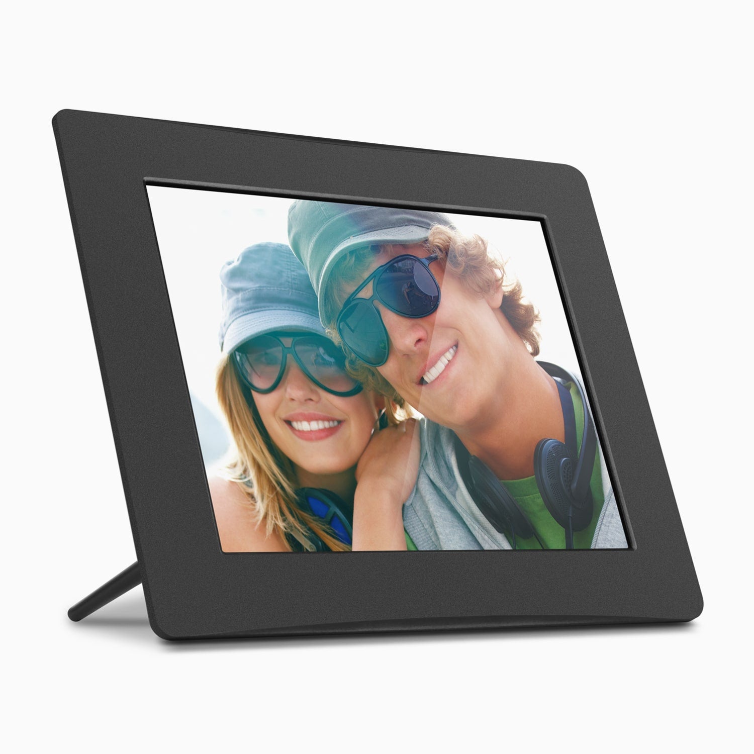 8 inch digital photo frame displaying an image of two persons