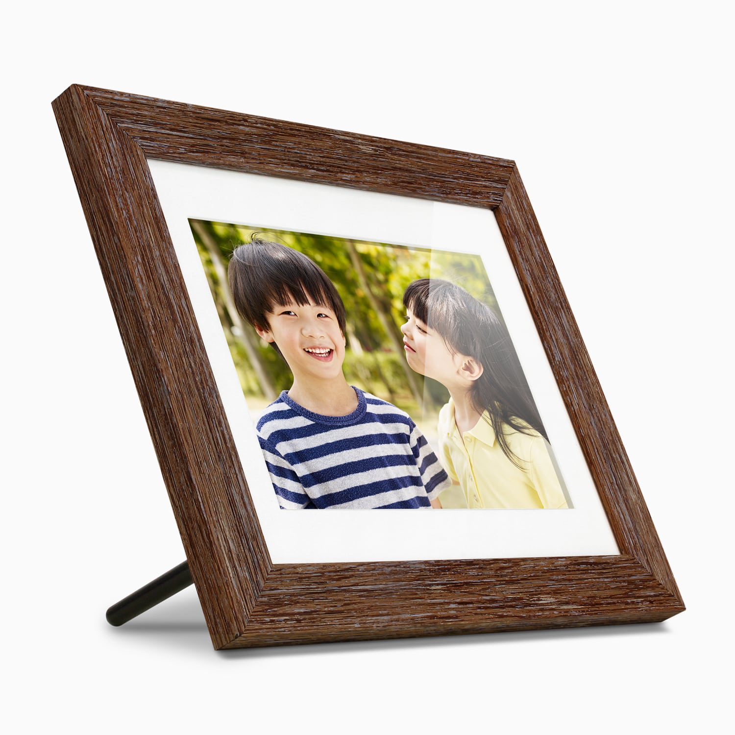 aluratek 8 digital photo frame distressed wood automatic slideshow angle