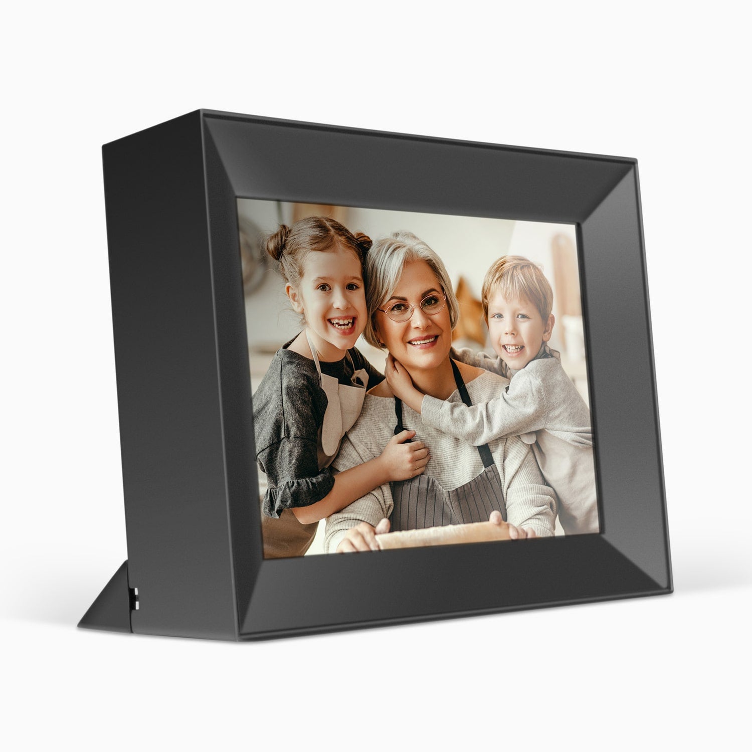 aluratek 8-inch touchscreen wifi digital photo frame auto rotation 16gb angle