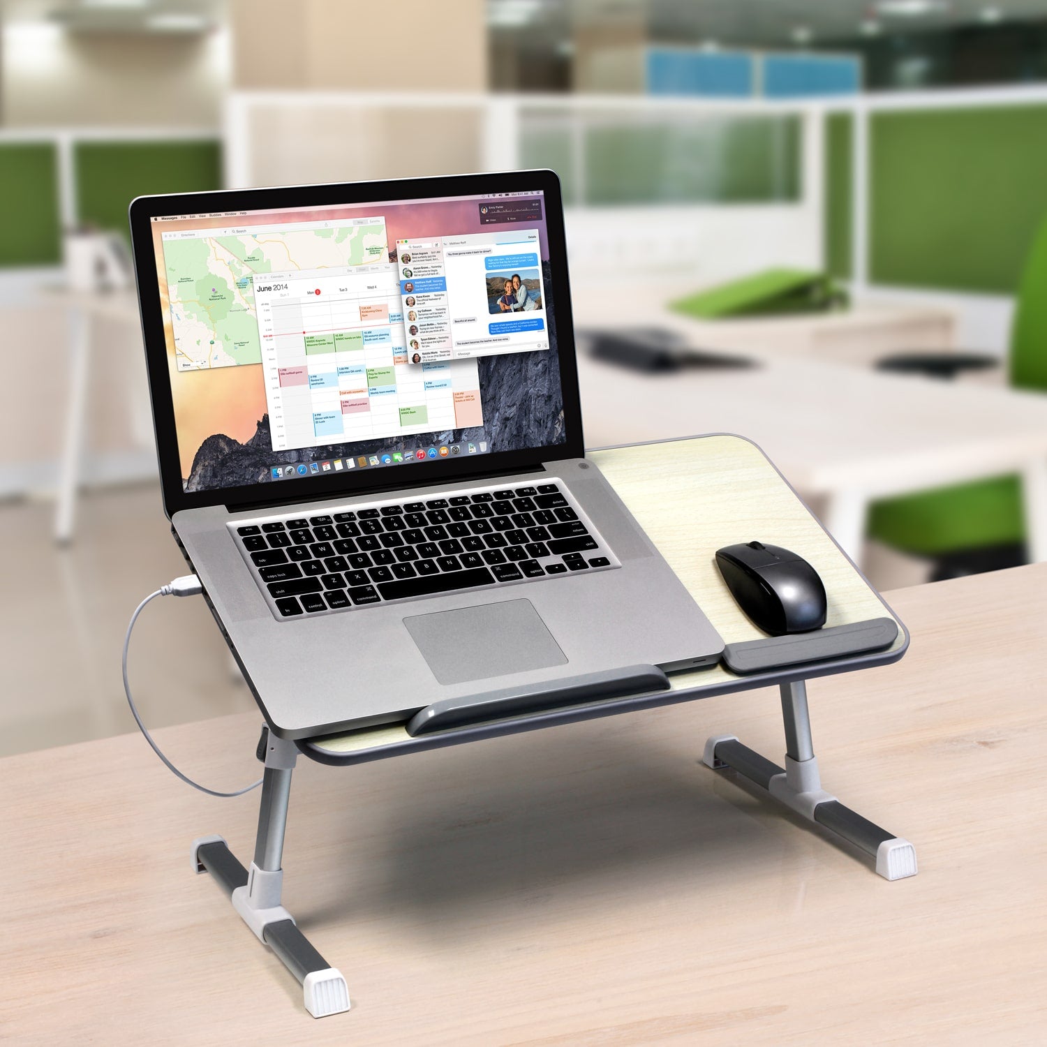 Aluratek Adjustable Ergonomic Laptop Cooling Table with Fan lifestyle desk