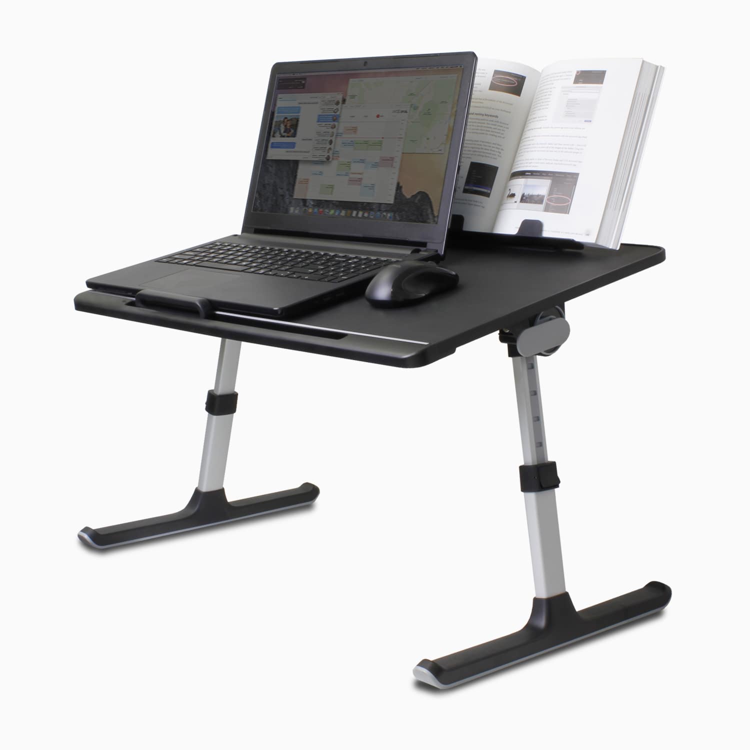 Aluratek Adjustable Laptop Stand Table with electronics