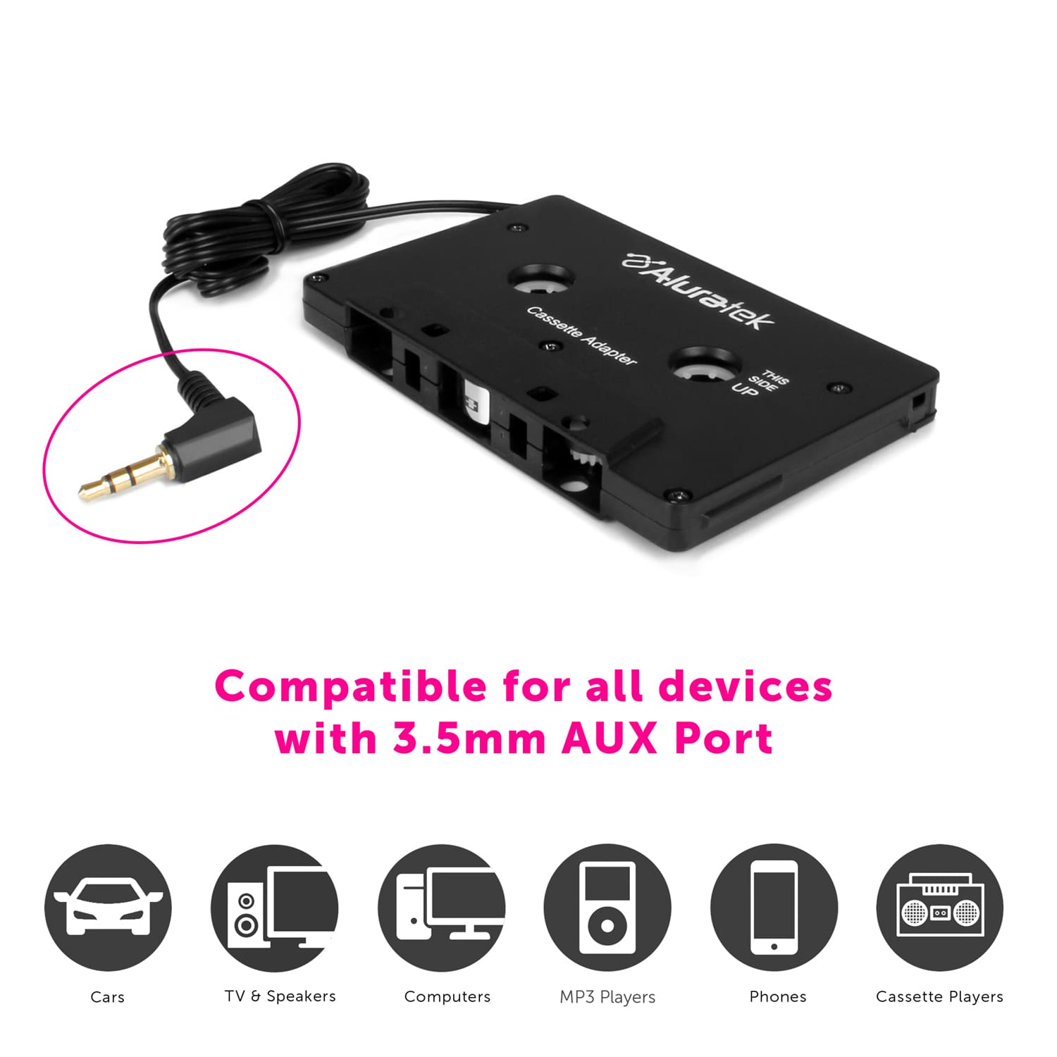 Aluratek AUX Audio Cassette Adapter AUX