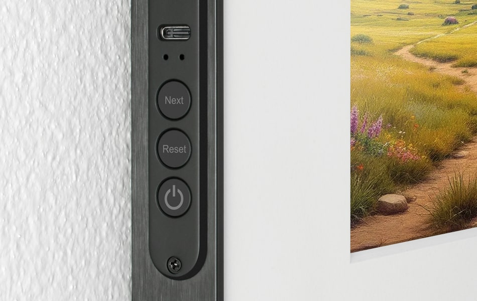 aluratek epaper wifi digital photo frame side controls transition