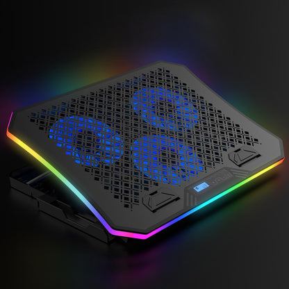 Aluratek Ergonomic USB Laptop Cooling Pad RGB Lights In Dark