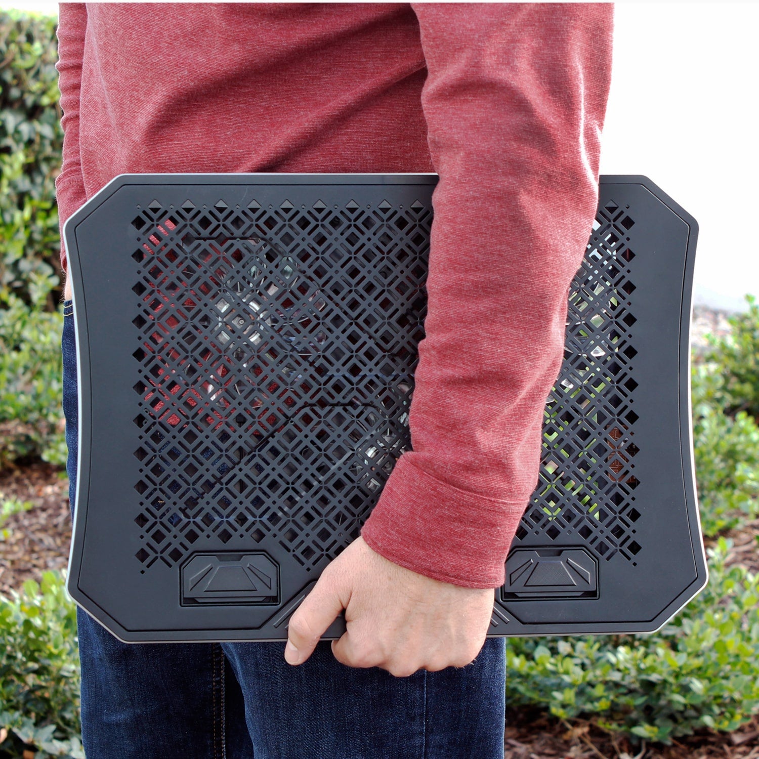 Aluratek Ergonomic USB Laptop Cooling Pad RGB Lights Lifestyle