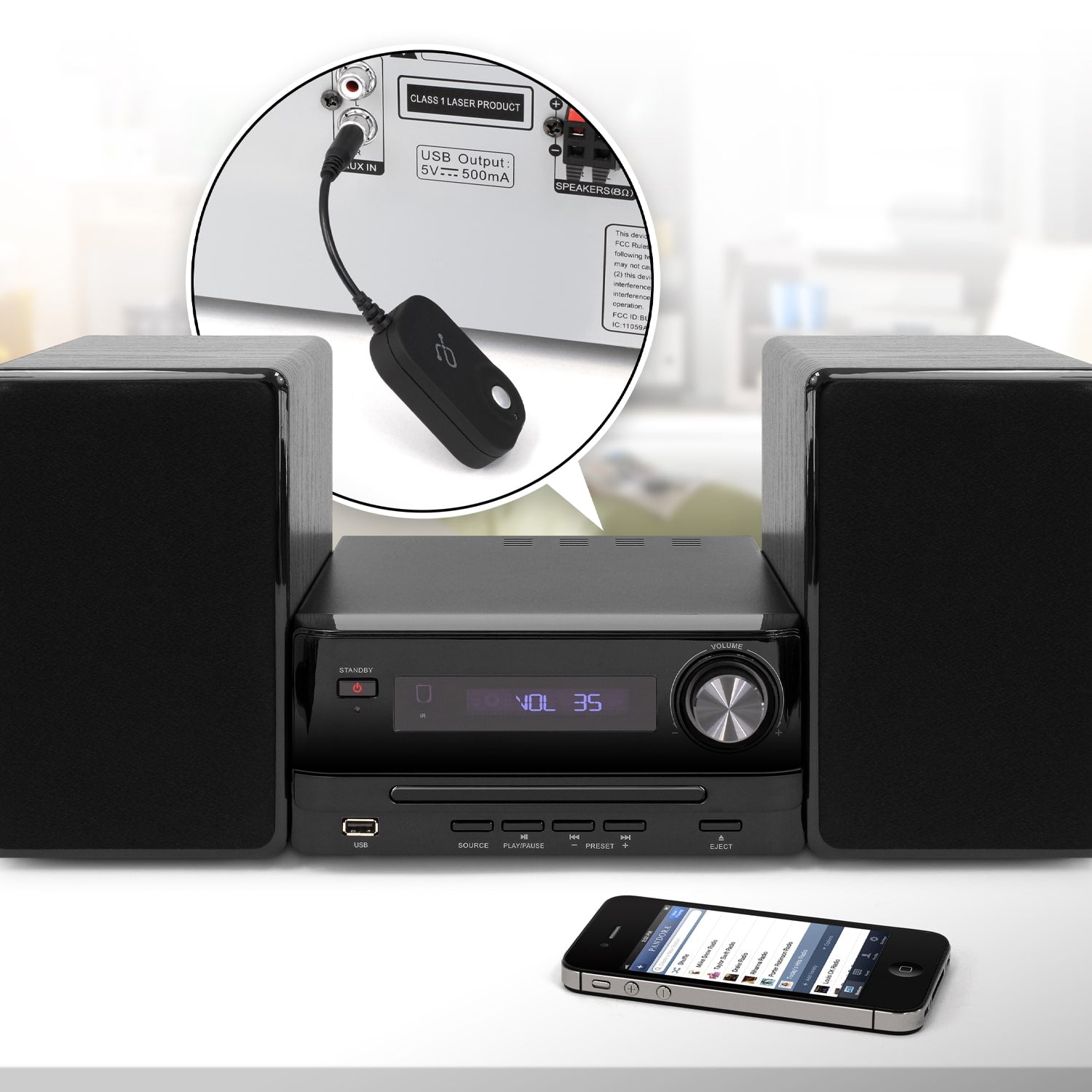 Aluratek iStream Bluetooth Audio Receiver Wired Headphone Converter Lifestyle Speaker dock