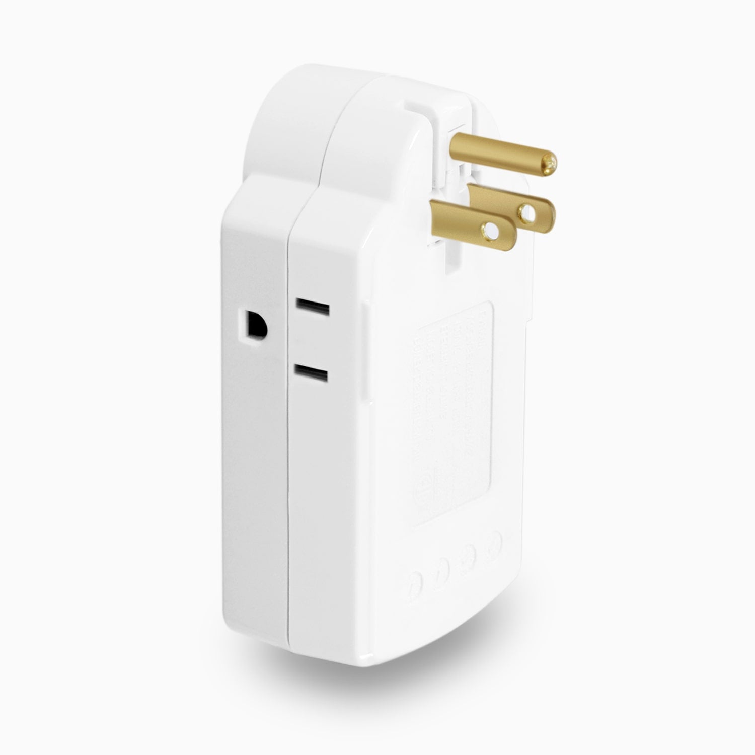 Aluratek Mini Surge Dual USB Charging Station angle prongs out