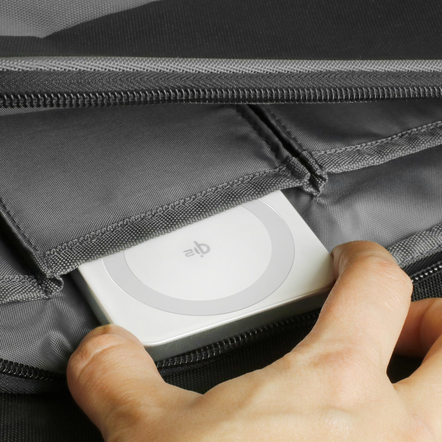 Aluratek Wireless Qi2 MagSafe Compatible Power Bank lifestyle bag