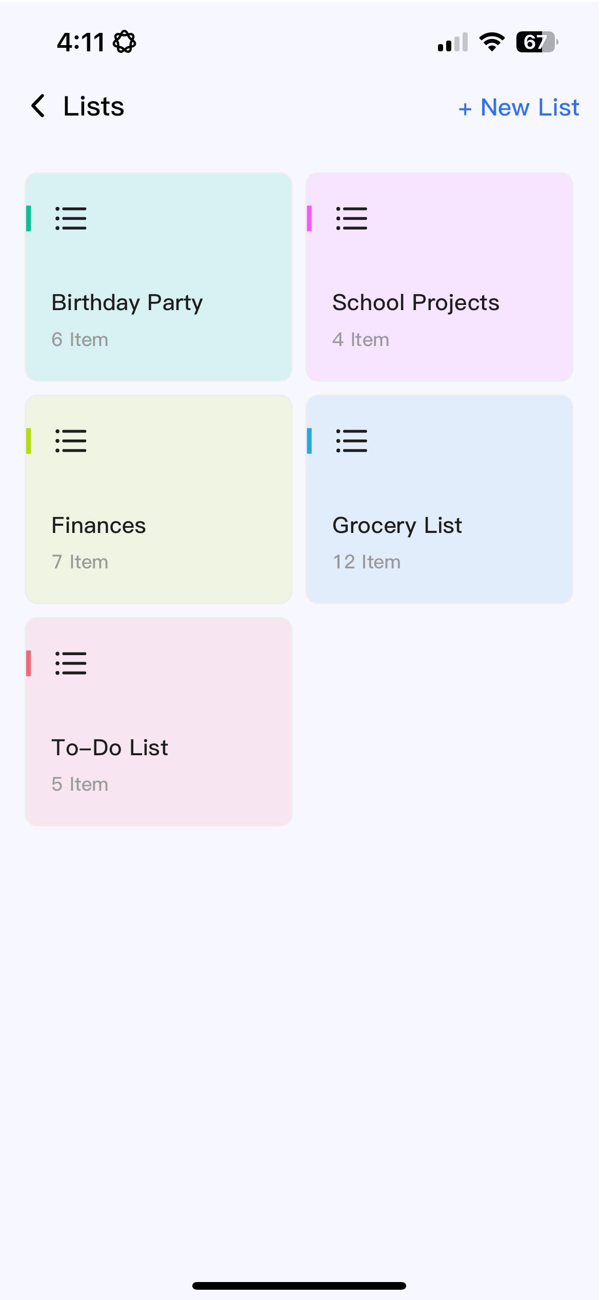 eCalendar Frame Lists App